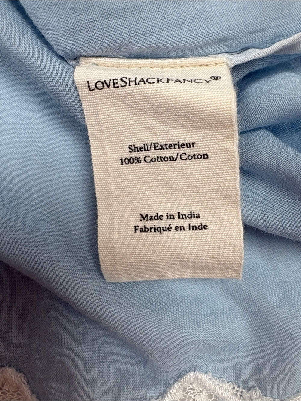 LoveShackFancy Cottage Ruffle Lace Pleated Prairie Woven Shirt Blue Medium - Picture 8 of 8